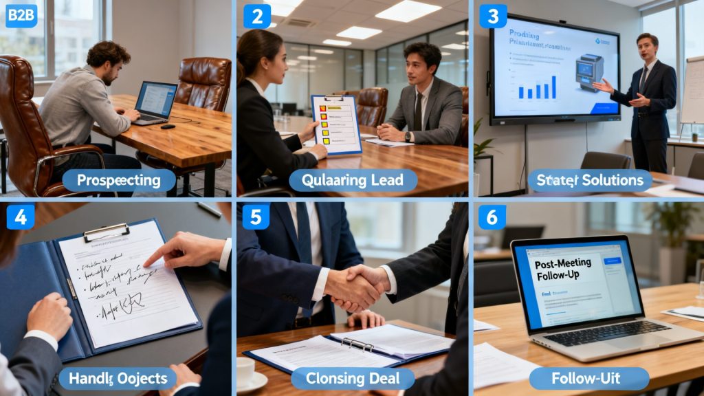 Les 6 étapes essentielles pour réussir une vente b2b sans aucun texte