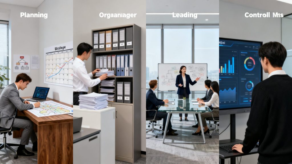 Les quatre fonctions essentielles du management quotidien sans aucun texte