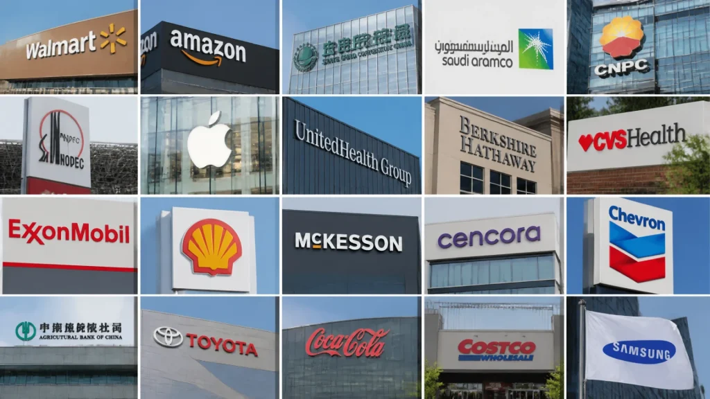 Les 20 plus grandes entreprises du monde selon leur chiffre d’affaires sans aucun texte